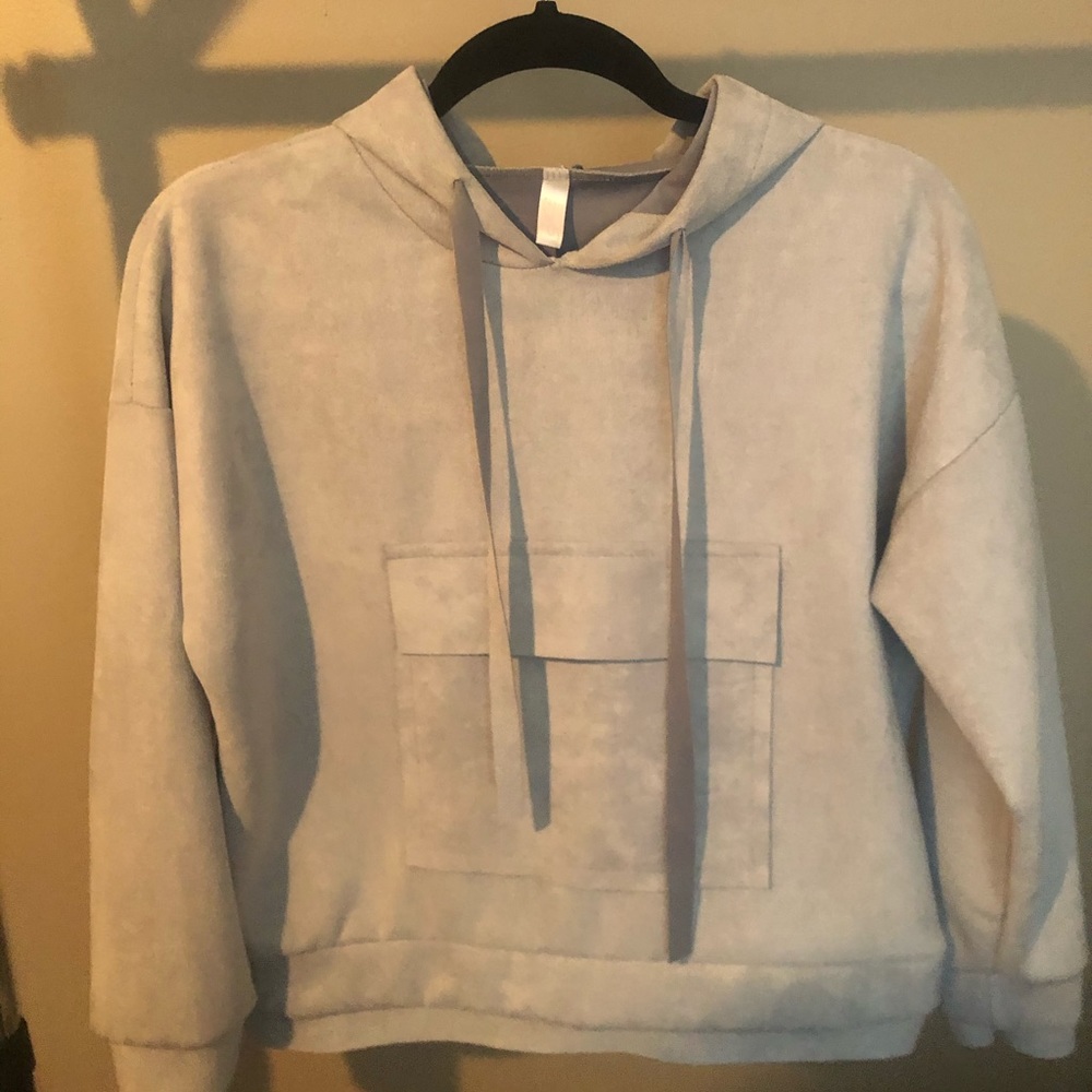 Powder Blue Suede Hoodie